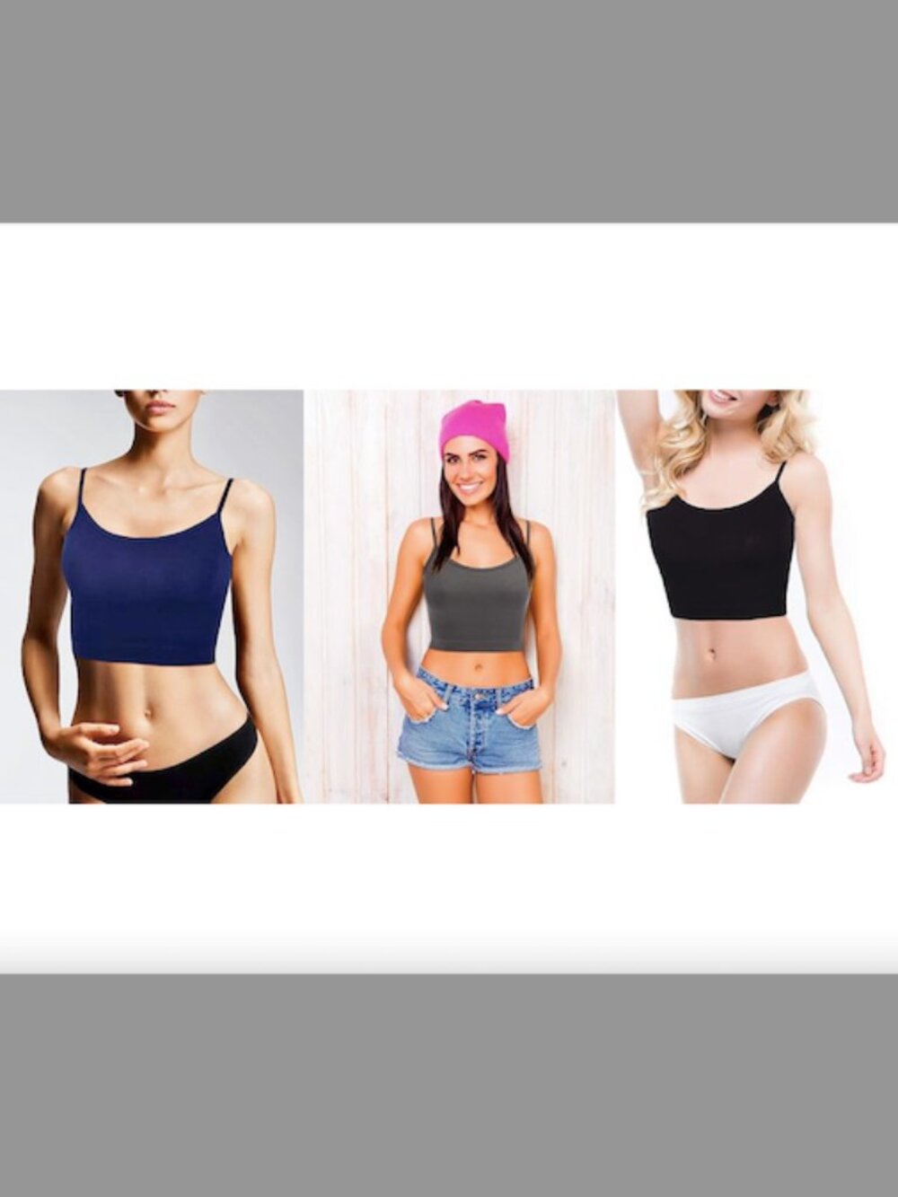 NEW Women's 3 Pack Cotton Crop Camisole Tank Top Spaghetti Strap- Small